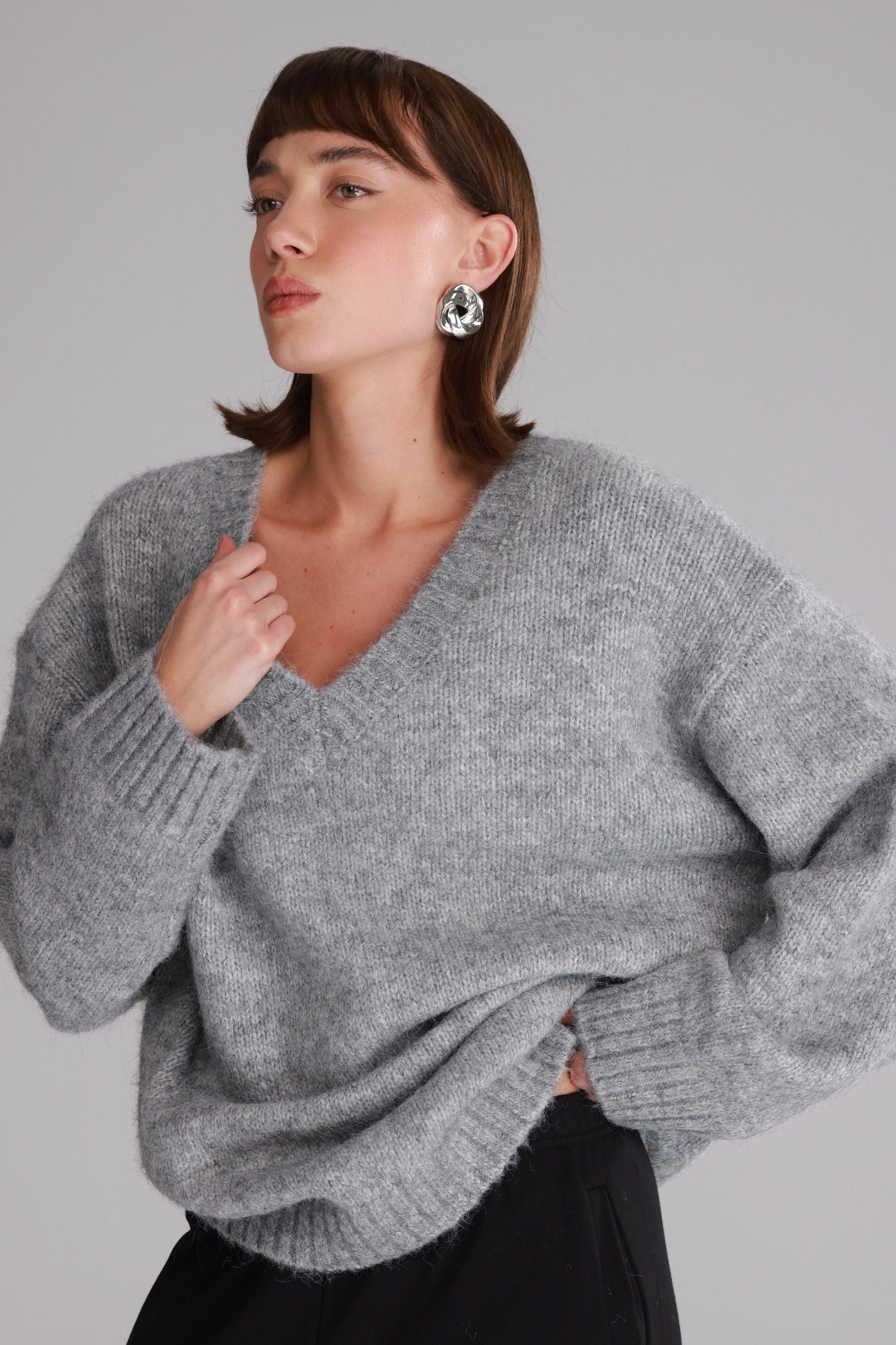 סוודר סאלי אפור בהיר