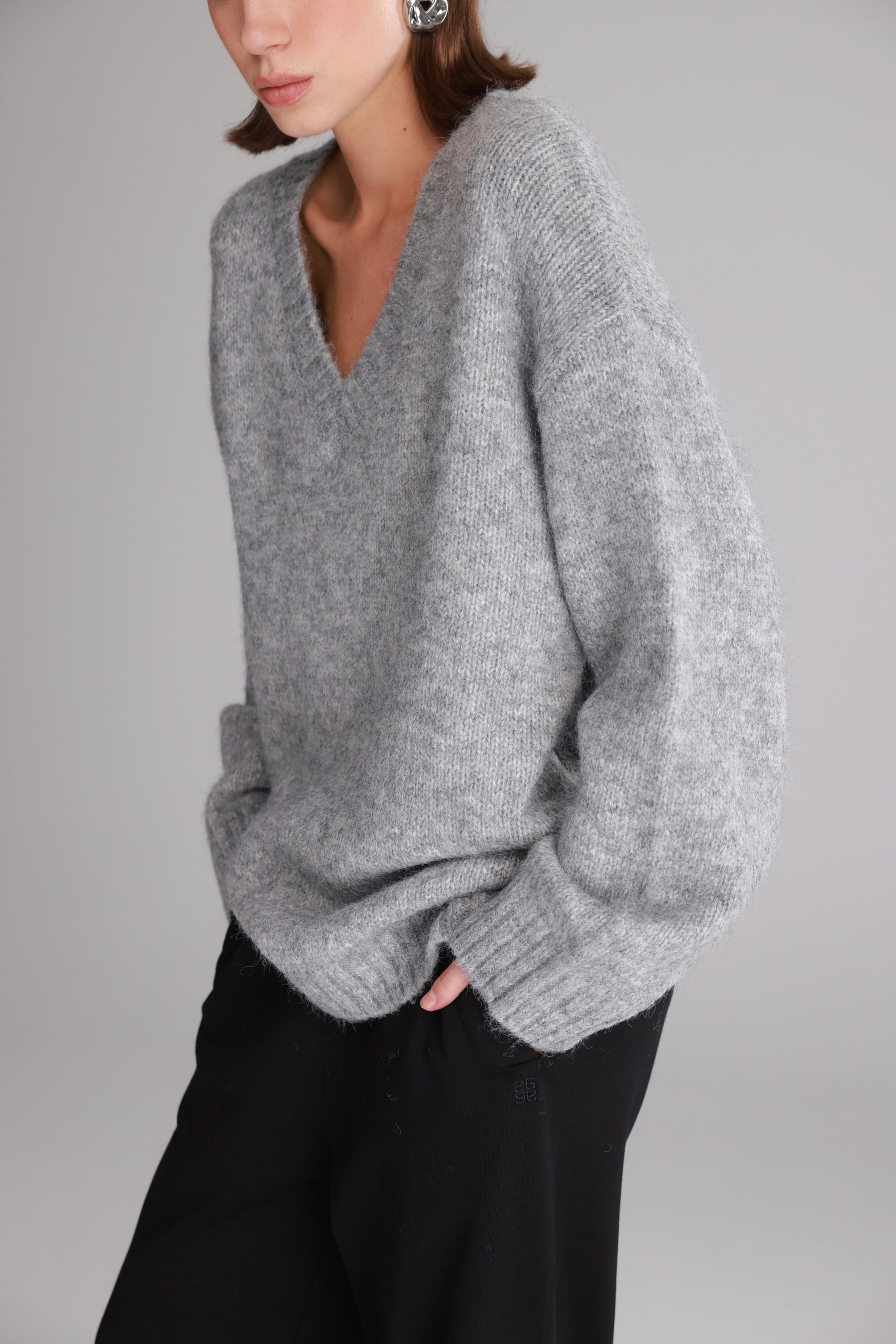 סוודר סאלי אפור בהיר