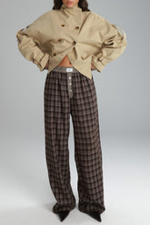 מכנסי אוקסנה משבצות חום כהה