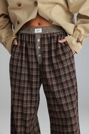 מכנסי אוקסנה משבצות חום כהה