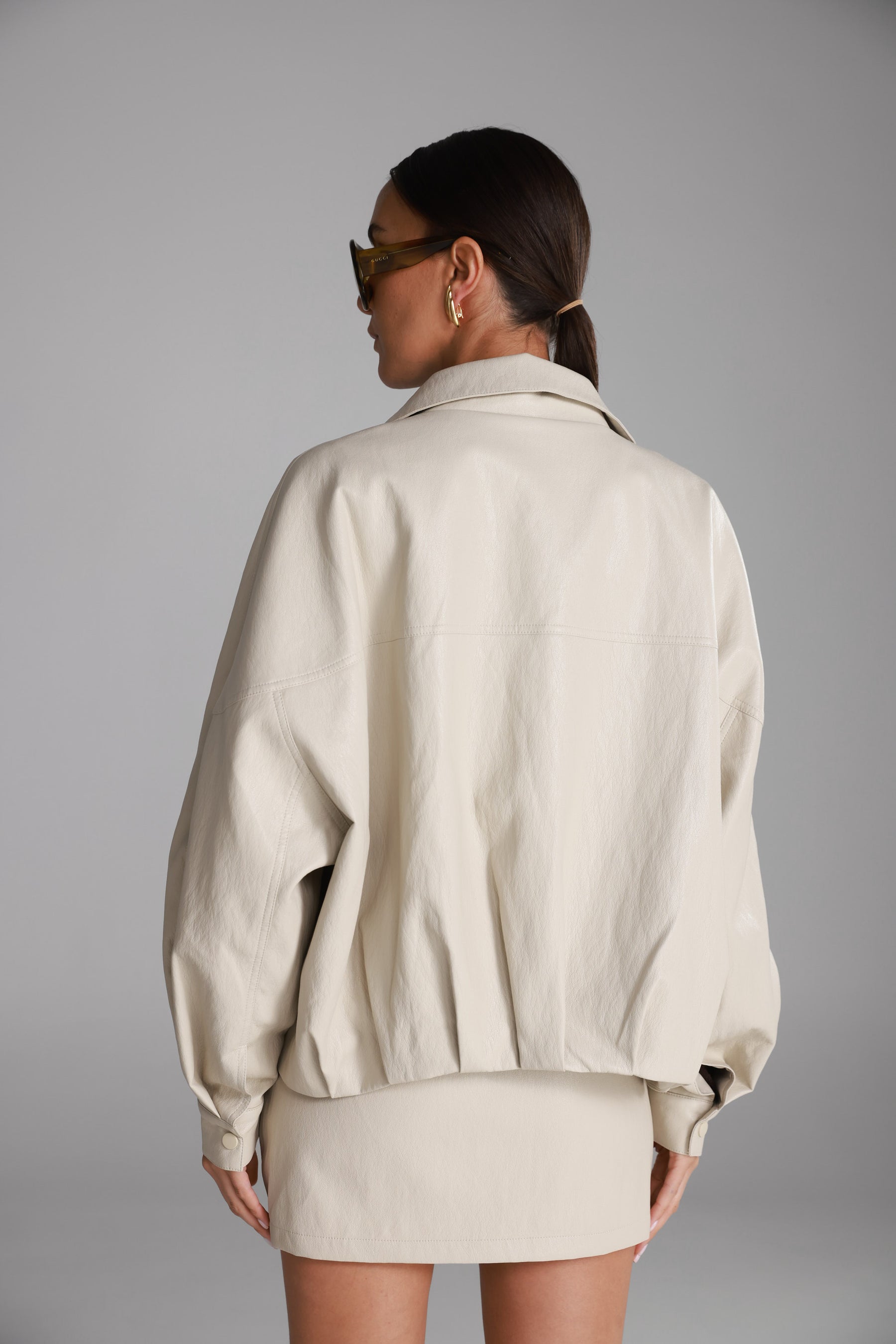 מעיל ג'וליה דמוי עור שמנת