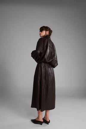 חצאית מידי ג'וליה דמוי עור בורדו