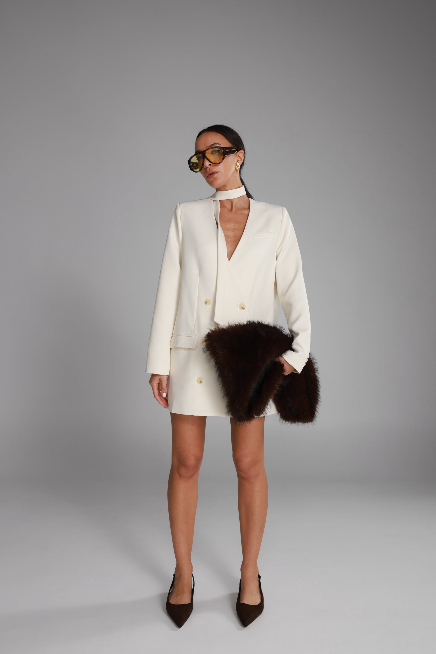 שמלת בלייזר ויקטוריה שמנת