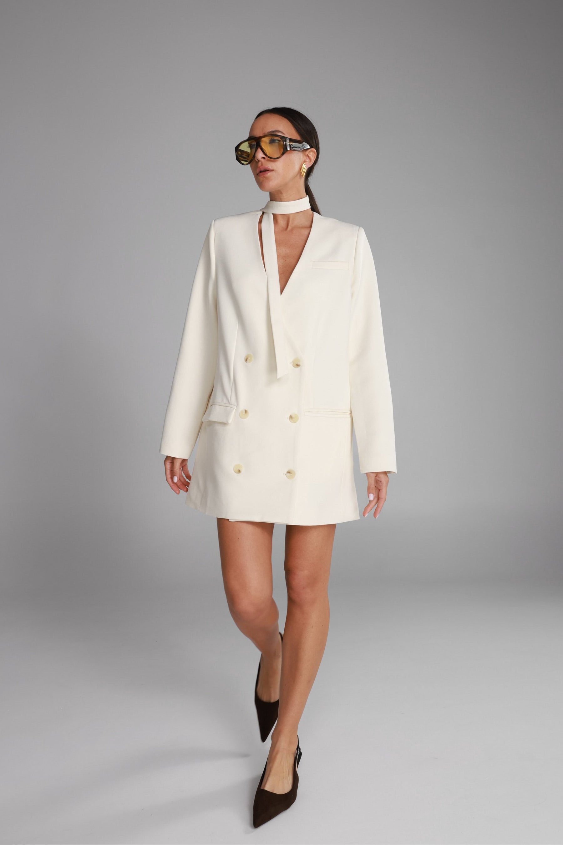 שמלת בלייזר ויקטוריה שמנת