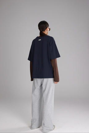 חולצת ג'נר נייבי/חום