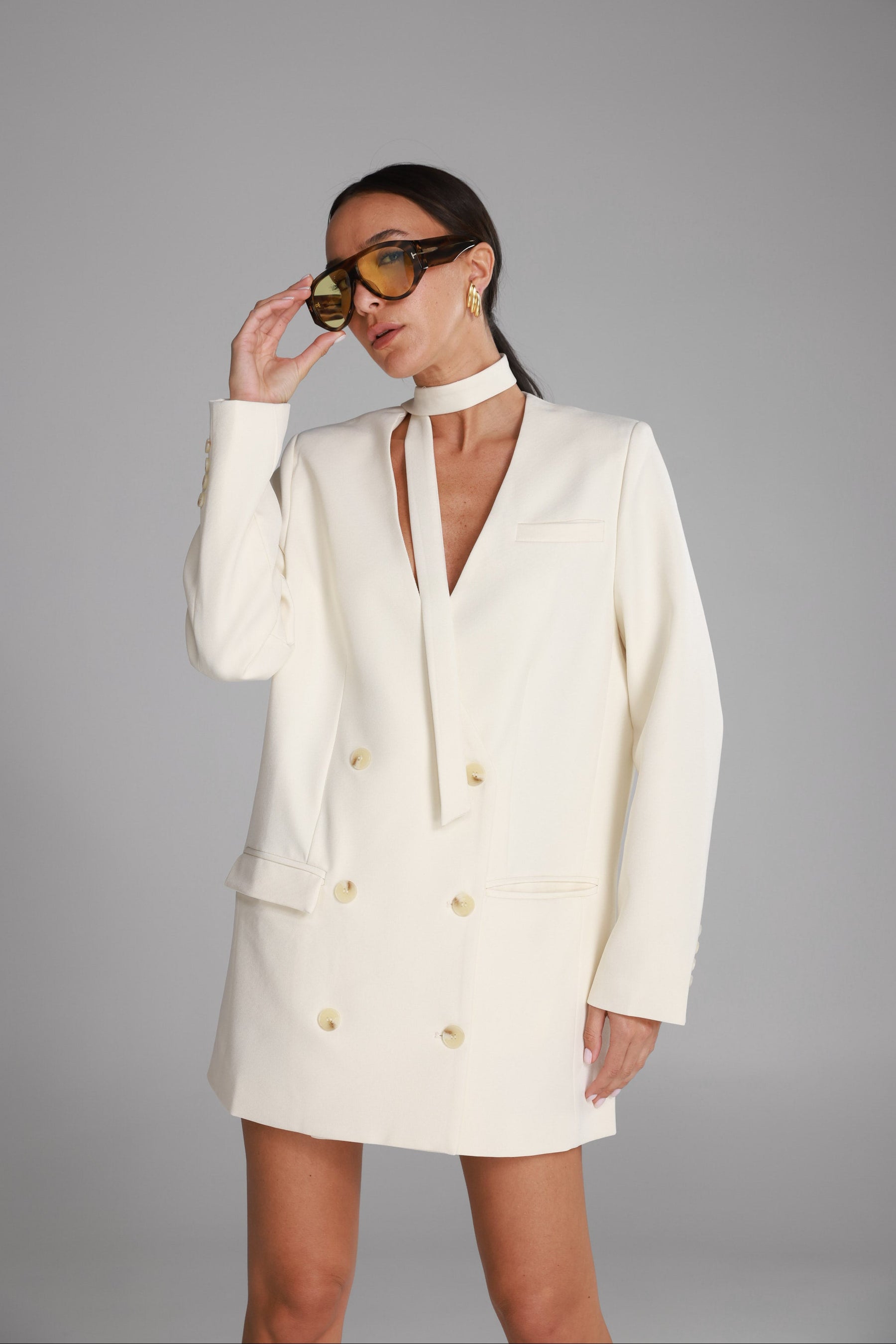 שמלת בלייזר ויקטוריה שמנת