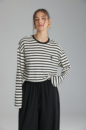 חולצת לוסי פסים שמנת/שחור