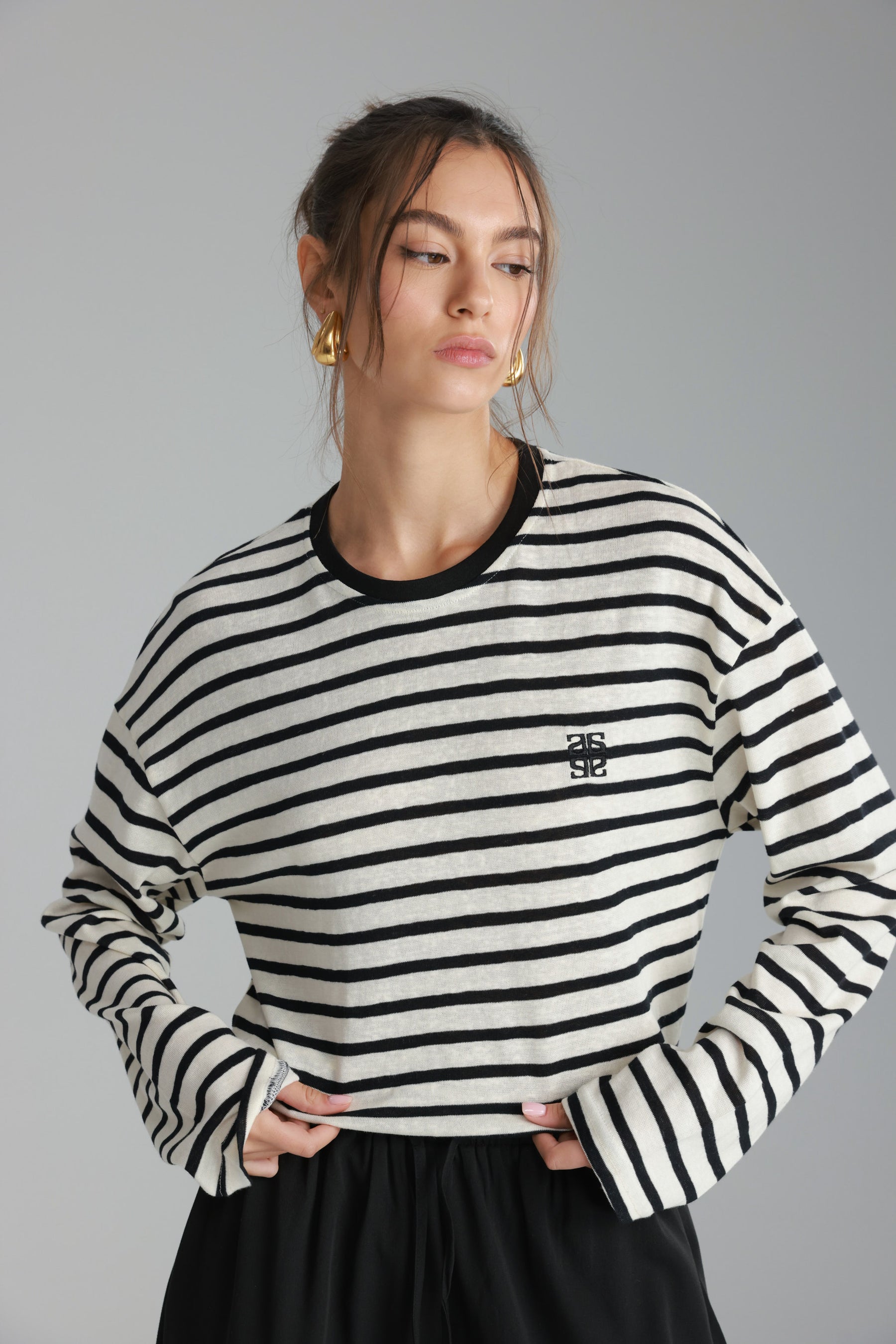 חולצת לוסי פסים שמנת/שחור