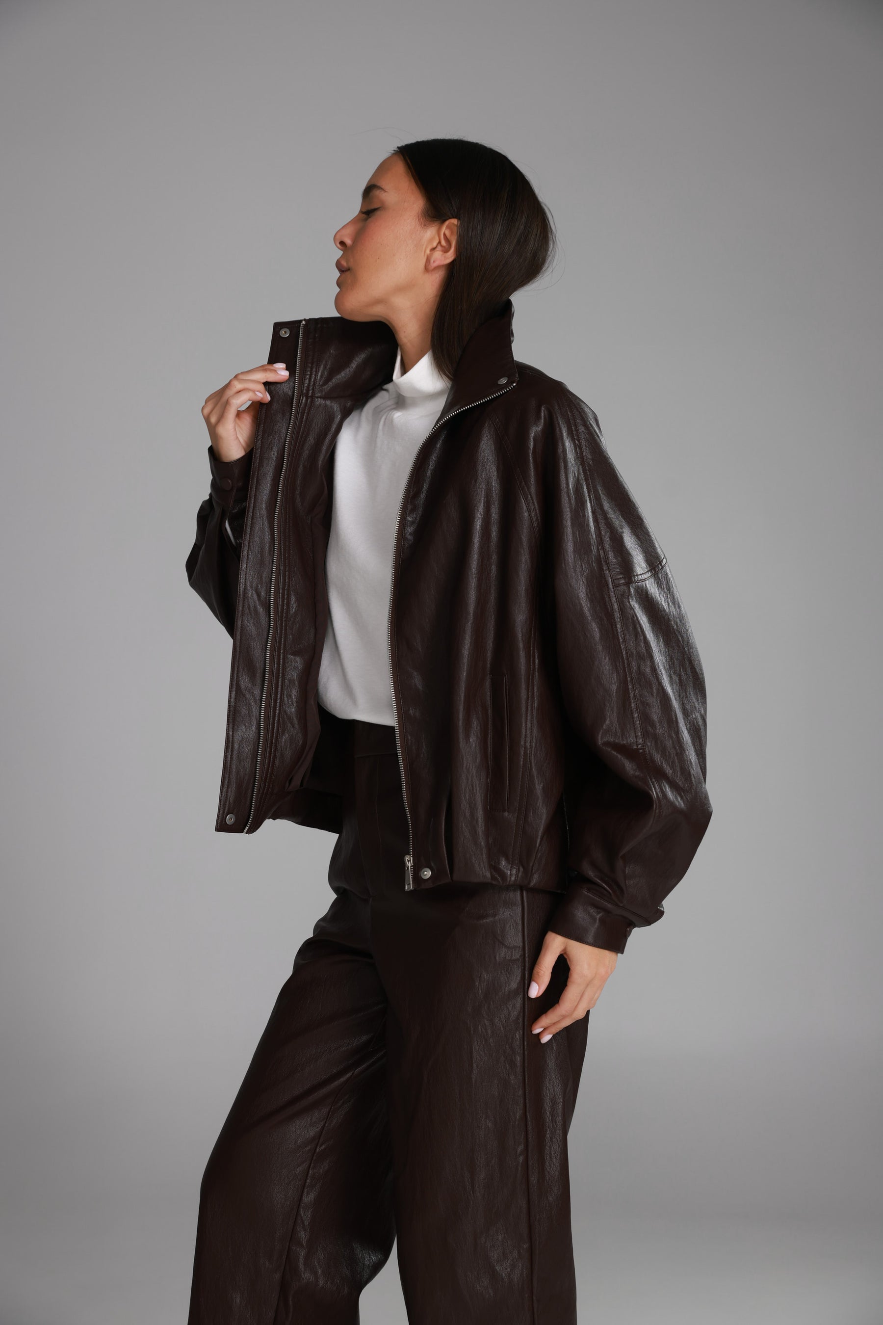 מעיל ג'וליה דמוי עור בורדו