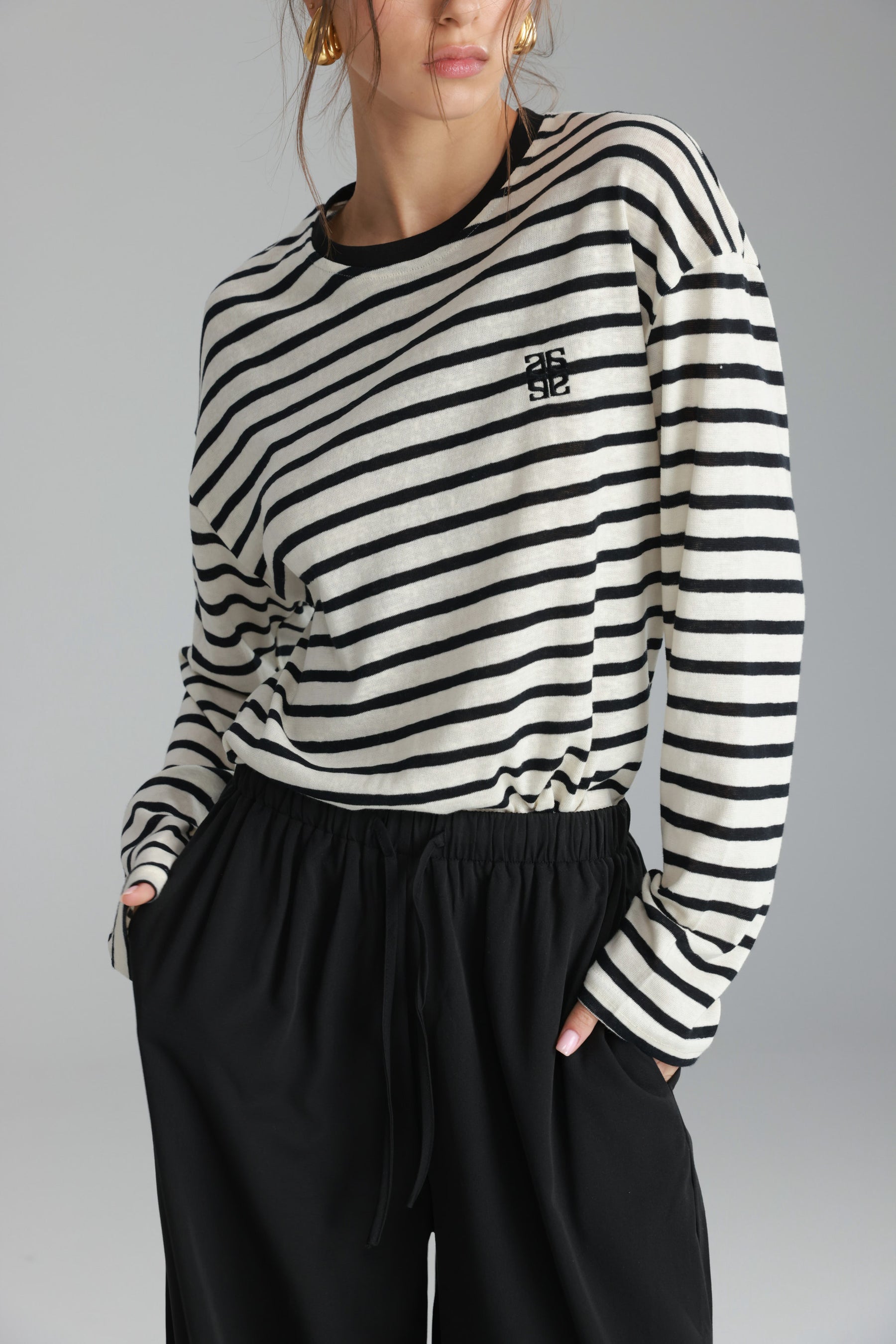 חולצת לוסי פסים שמנת/שחור