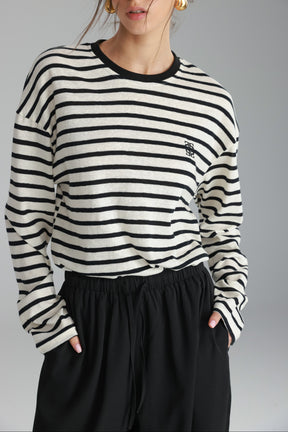 חולצת לוסי פסים שמנת/שחור