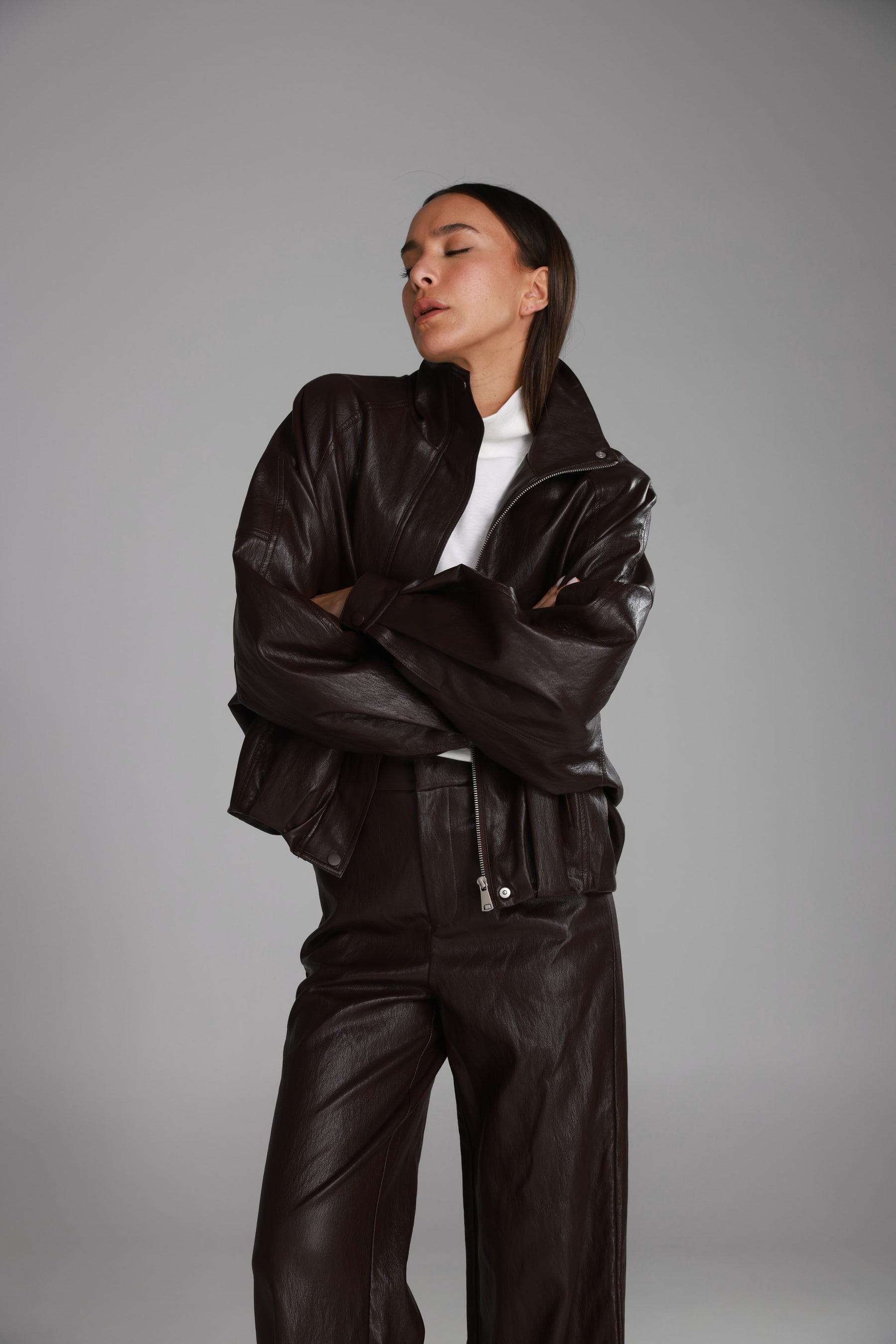 מעיל ג'וליה דמוי עור בורדו