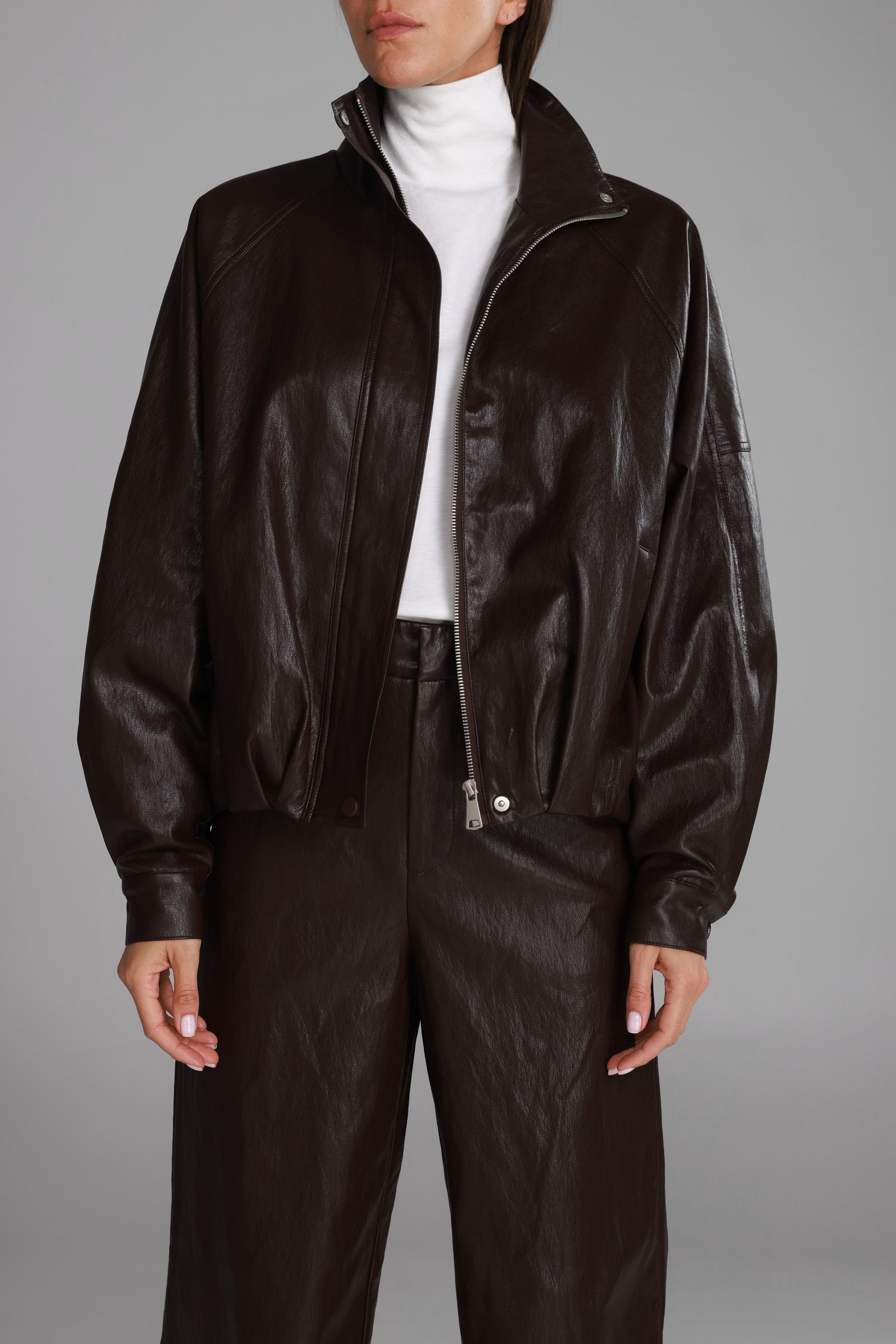 מעיל ג'וליה דמוי עור בורדו