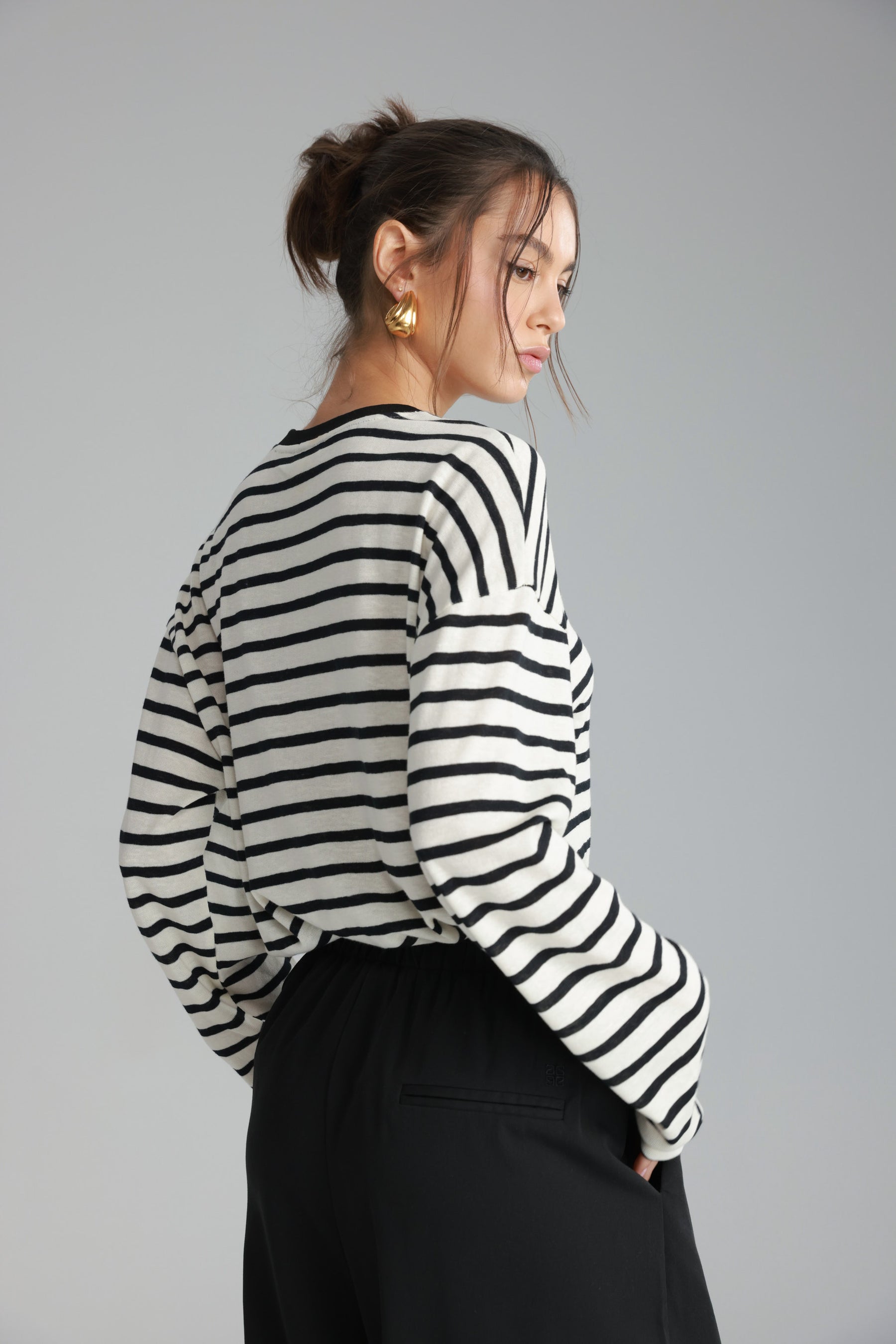 חולצת לוסי פסים שמנת/שחור