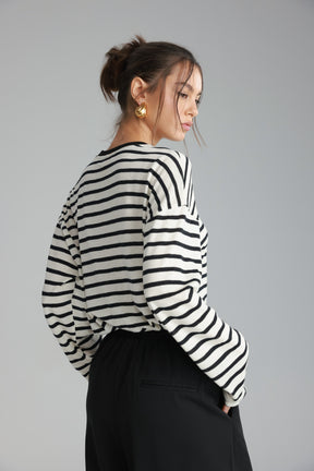 חולצת לוסי פסים שמנת/שחור