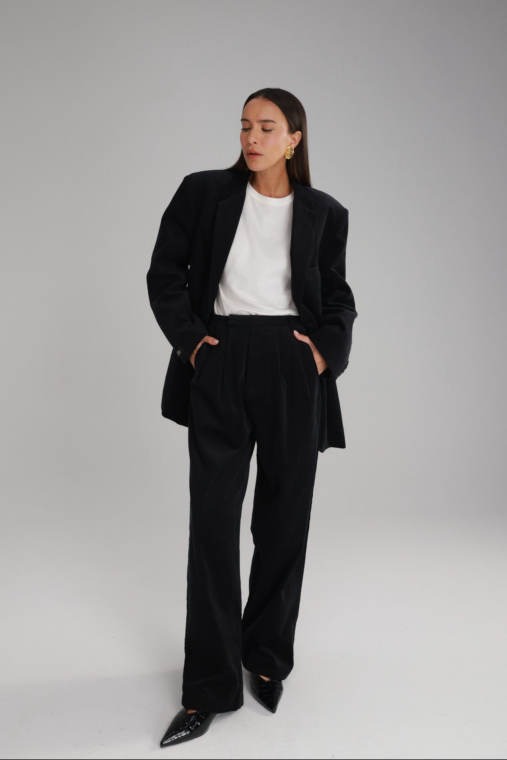 מכנסי מון קורדרוי שחורים