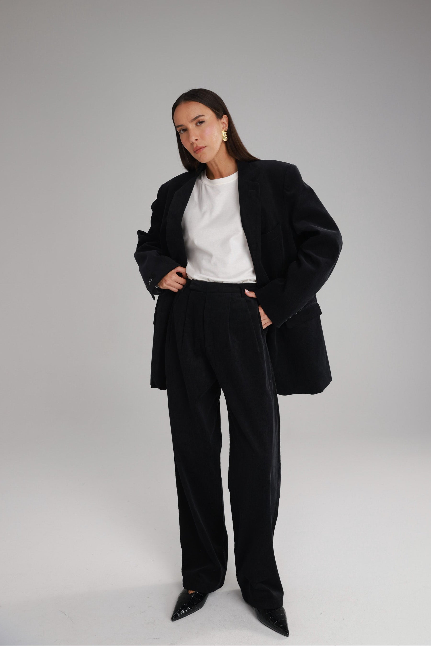 מכנסי מון קורדרוי שחורים