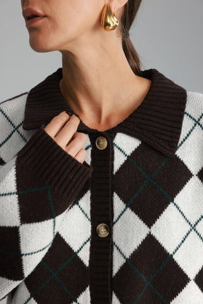 סוודר סקוט חום כהה/שמנת