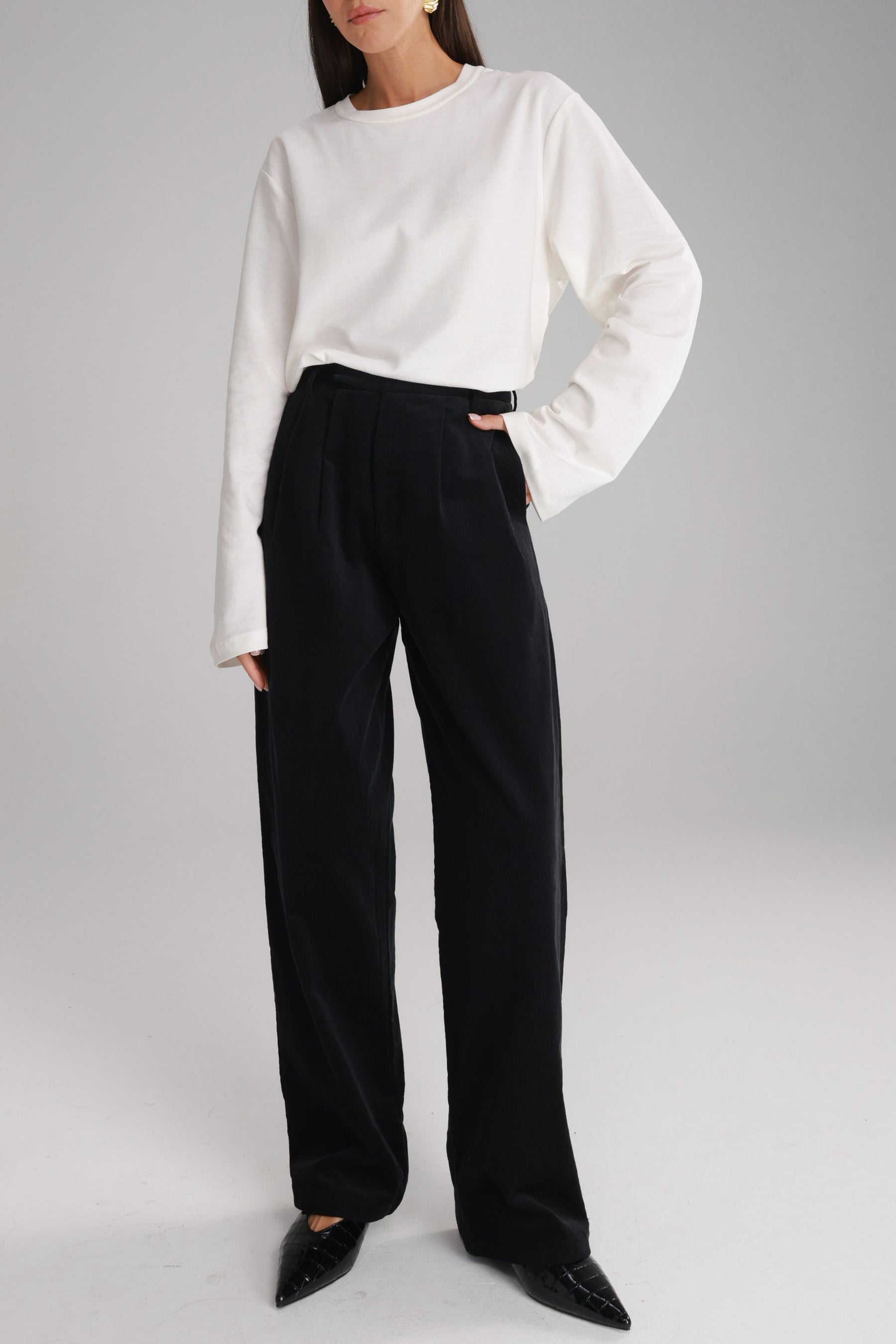 מכנסי מון קורדרוי שחורים