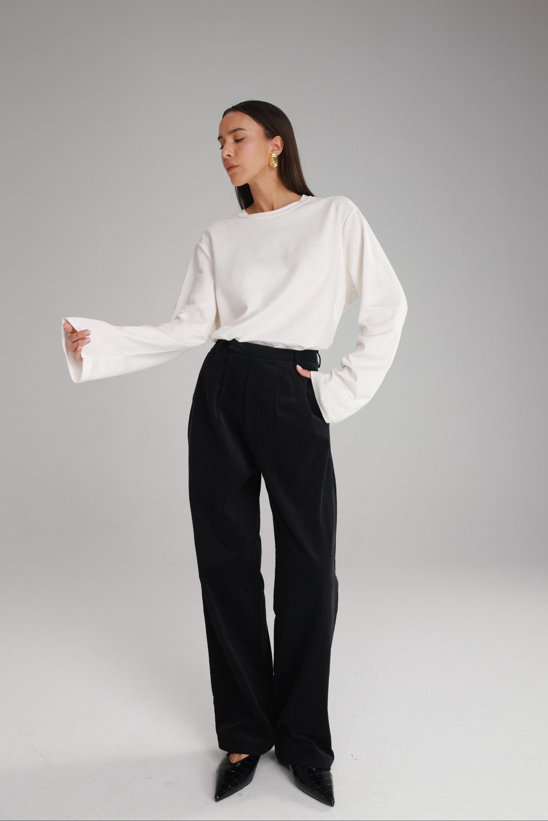 מכנסי מון קורדרוי שחורים