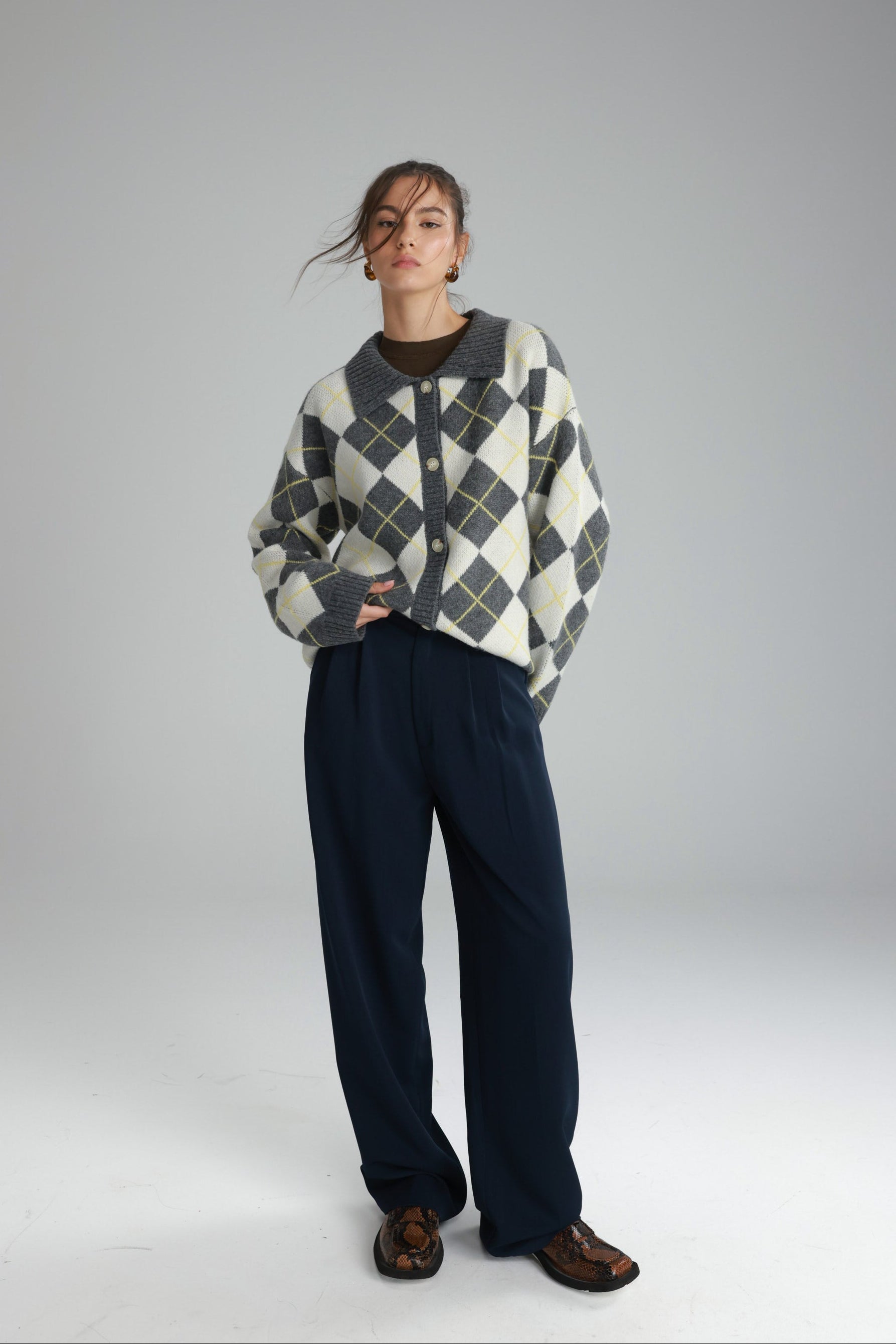 סוודר סקוט אפור/שמנת