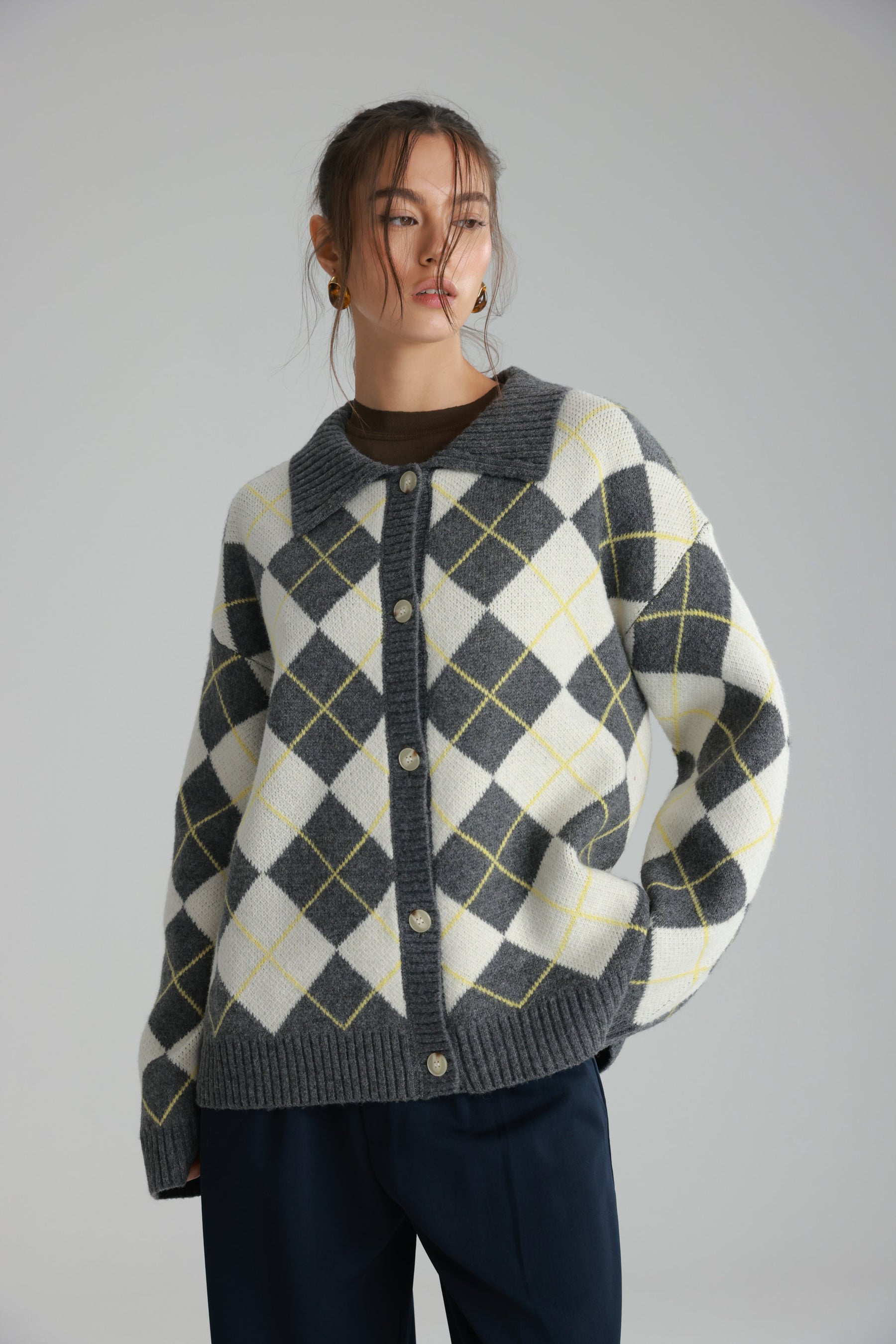 סוודר סקוט אפור/שמנת