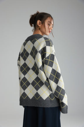 סוודר סקוט אפור/שמנת