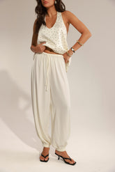 מכנסי דיאן שמנת