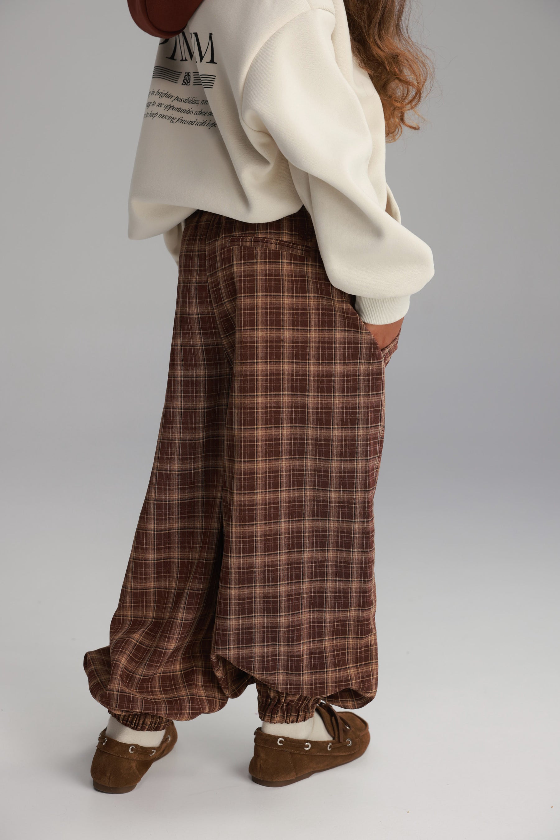 מכנסי קאלי משבצות חומות