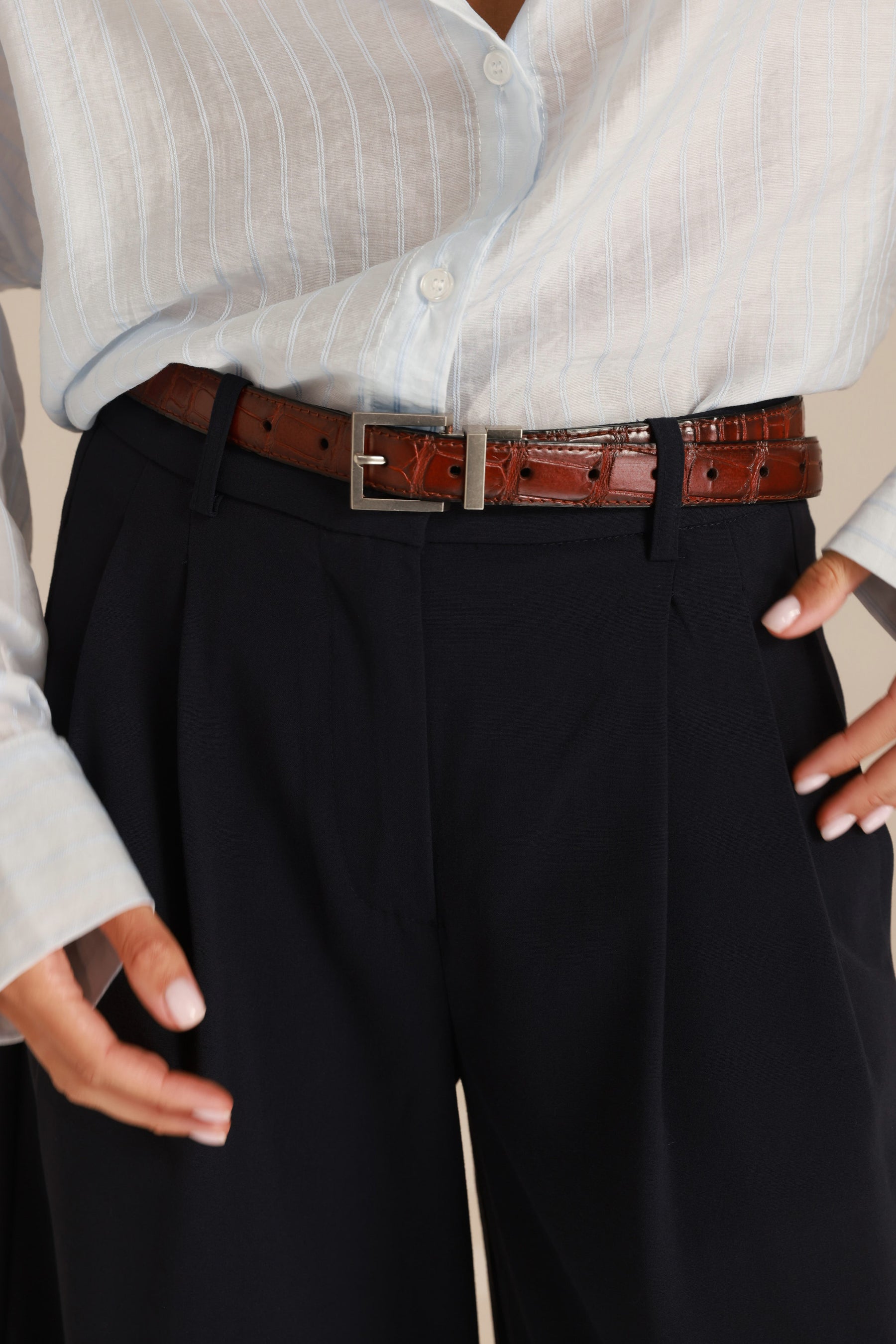 חגורת האנטר חומה אבזם כסף