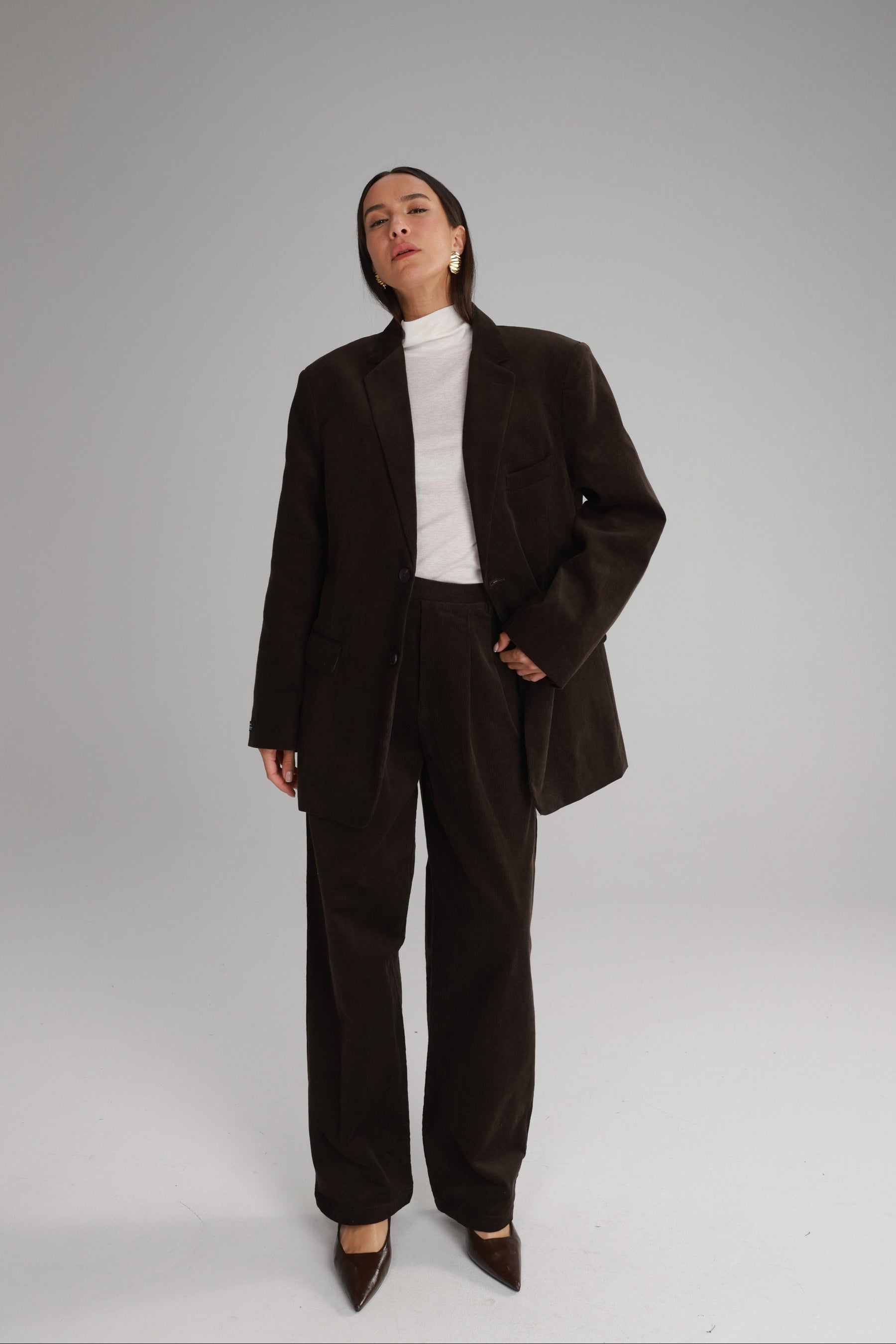 בלייזר מון קורדרוי חום כהה