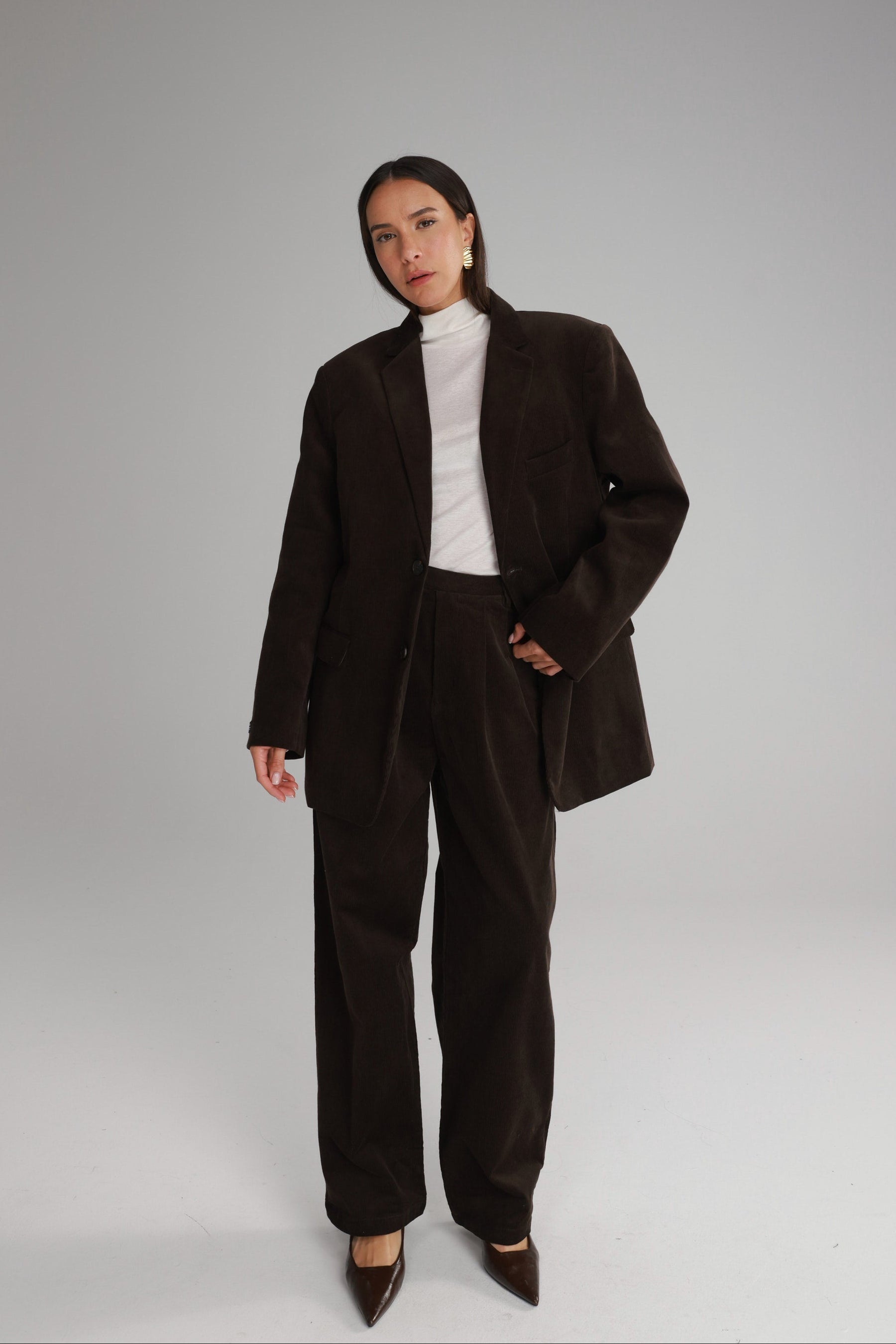 מכנסי מון קורדרוי חום כהה