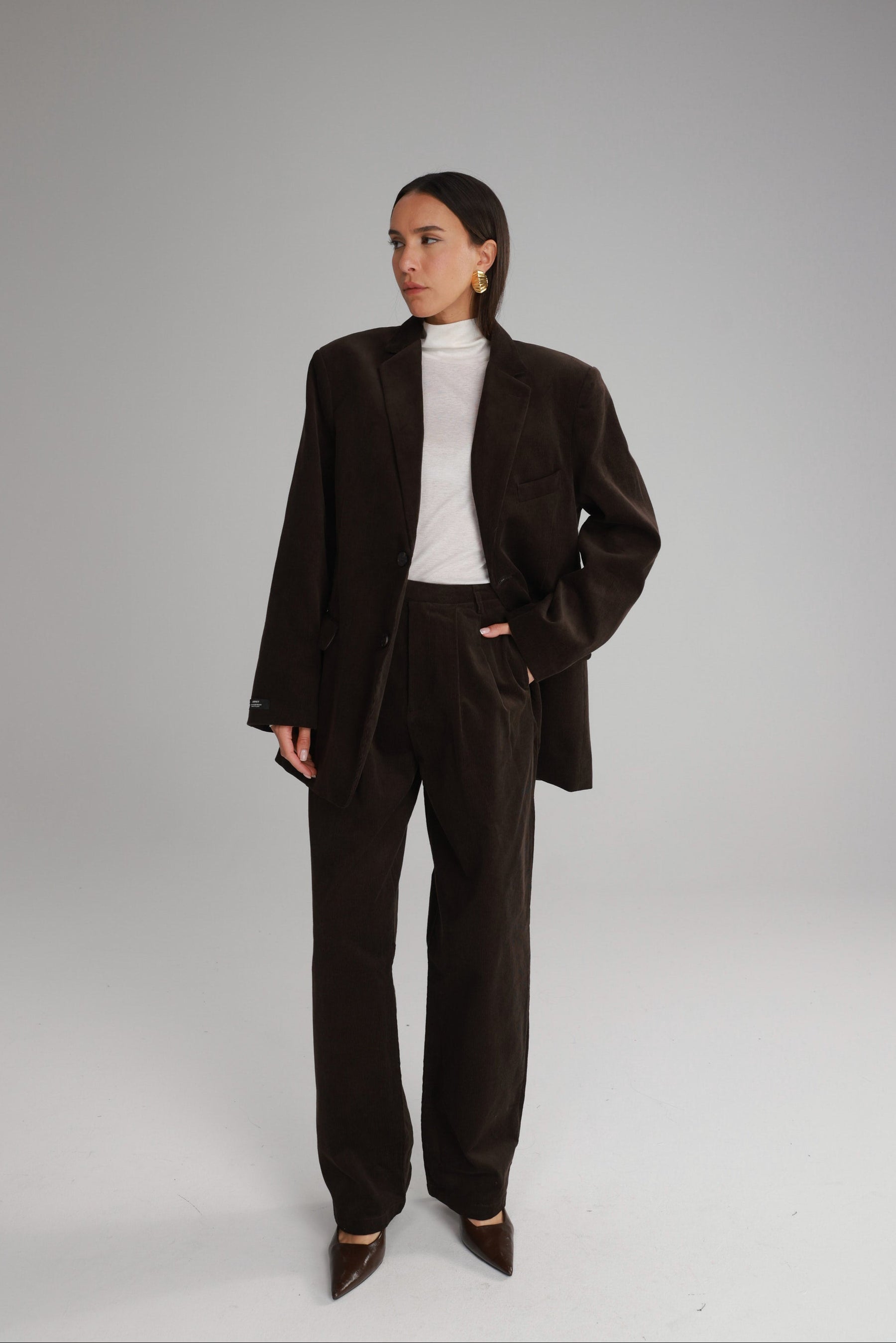 בלייזר מון קורדרוי חום כהה