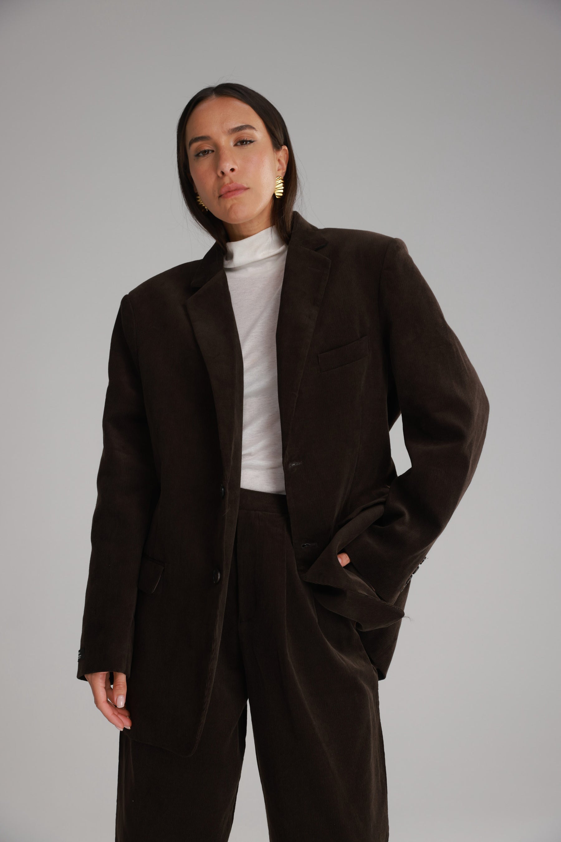 בלייזר מון קורדרוי חום כהה