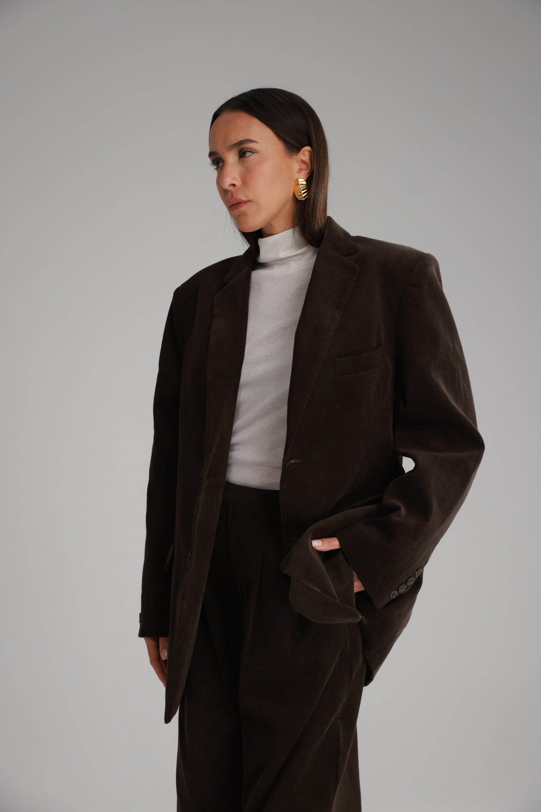 בלייזר מון קורדרוי חום כהה