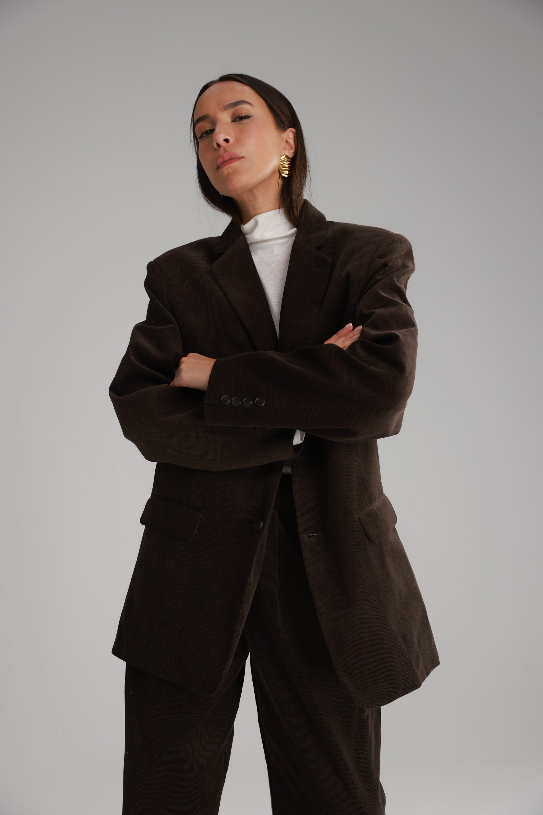 בלייזר מון קורדרוי חום כהה