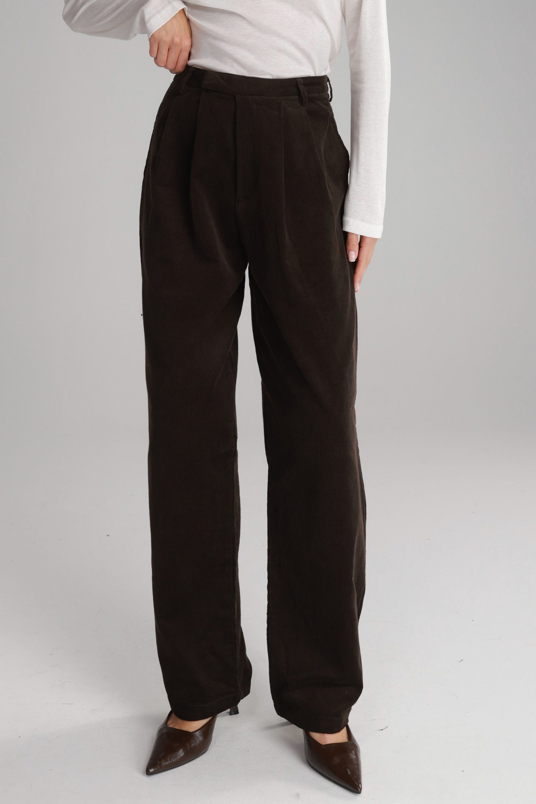 מכנסי מון קורדרוי חום כהה