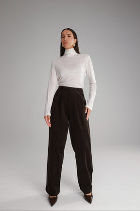 מכנסי מון קורדרוי חום כהה