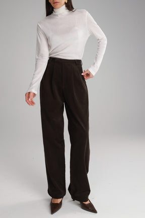 מכנסי מון קורדרוי חום כהה