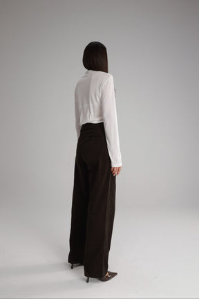 מכנסי מון קורדרוי חום כהה