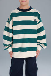 סוויטשירט לורנה פסים ירוק/שמנת