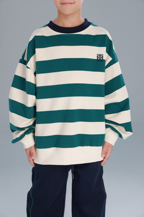 סוויטשירט לורנה פסים ירוק/שמנת