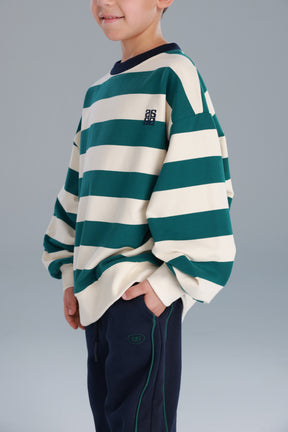 סוויטשירט לורנה פסים ירוק/שמנת