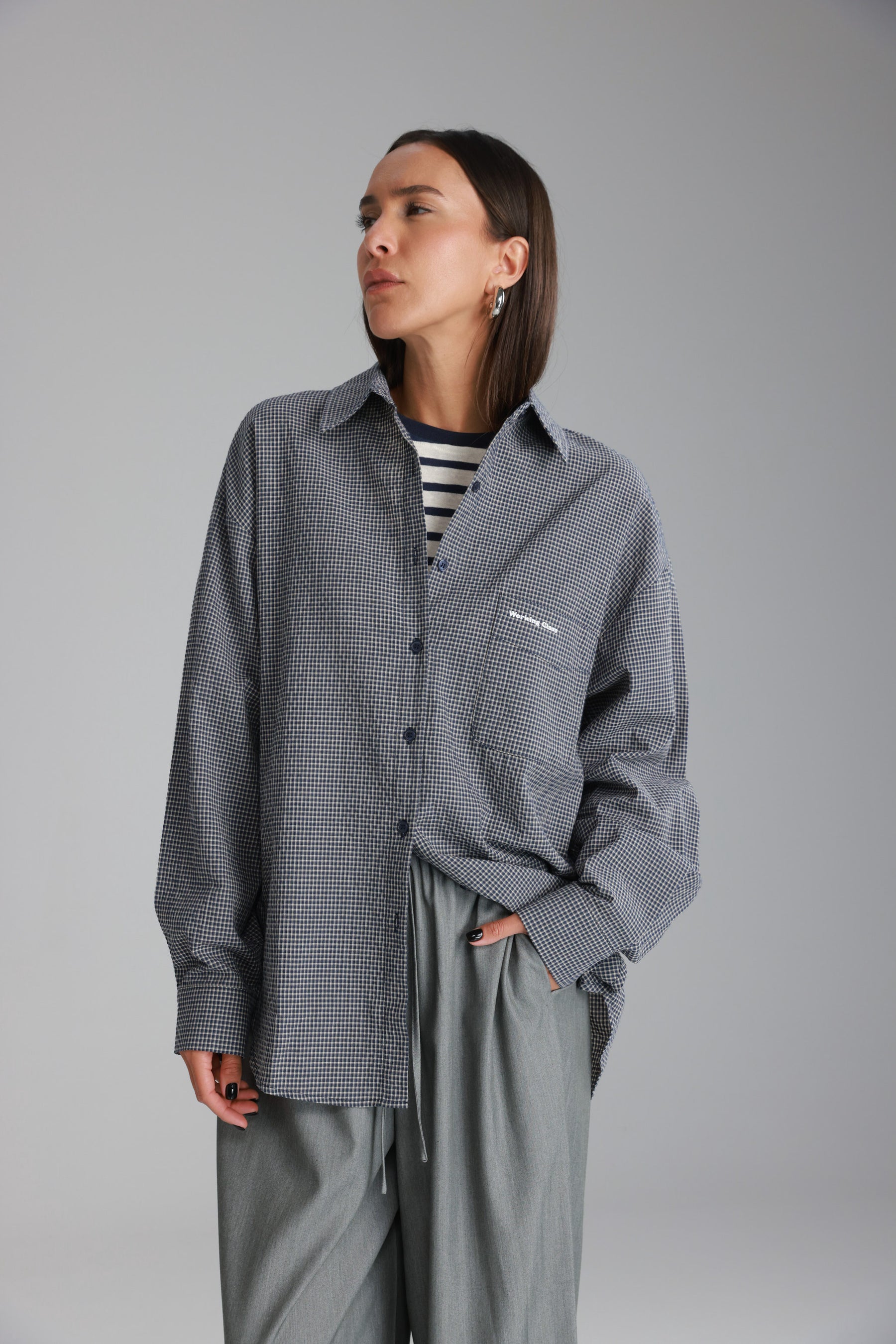 חולצת לאלי מכופתרת נייבי