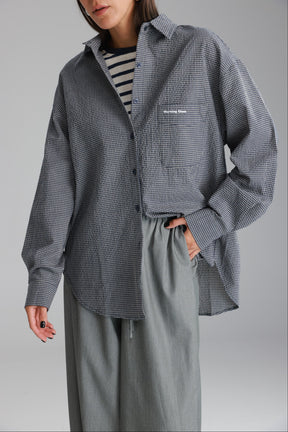 חולצת לאלי מכופתרת נייבי