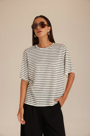 חולצת לואיסנה פסים לבן/שחור
