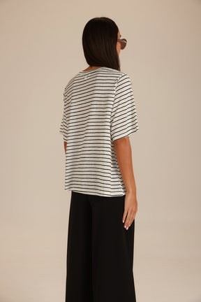 חולצת לואיסנה פסים לבן/שחור