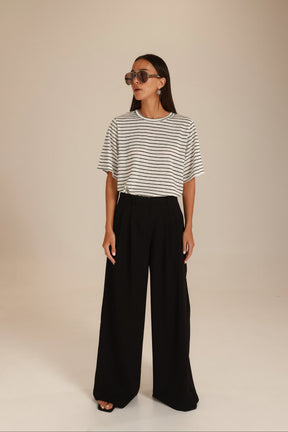 חולצת לואיסנה פסים לבן/שחור