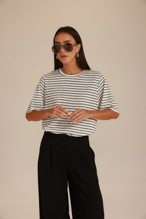 חולצת לואיסנה פסים לבן/שחור