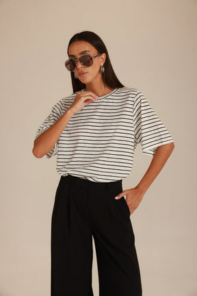 חולצת לואיסנה פסים לבן/שחור